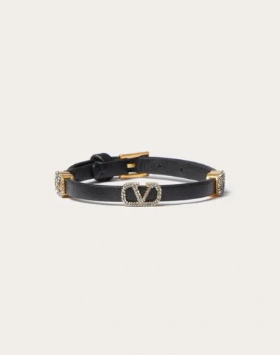 Valentino Garavani Vlogo Signature Leather Bracelet Woman Black Uni