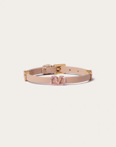 Valentino Garavani Vlogo Signature Leather Bracelet Woman Rose Cannelle Uni In Pink