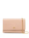 Valentino Logo Signature Leather Card Case With Chain Strap In Neutral