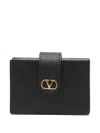 Valentino Garavani Vlogo Signature Leather Card Case In Black