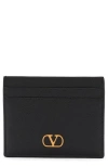 Valentino Garavani Vlogo Signature Leather Card Case In Black