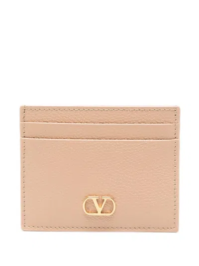 Valentino Garavani Vlogo Signature Leather Card Case In Pink