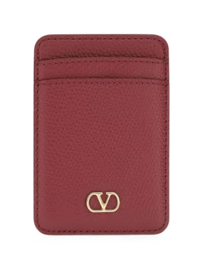Valentino Garavani Vlogo Signature Leather Card Case In Pink