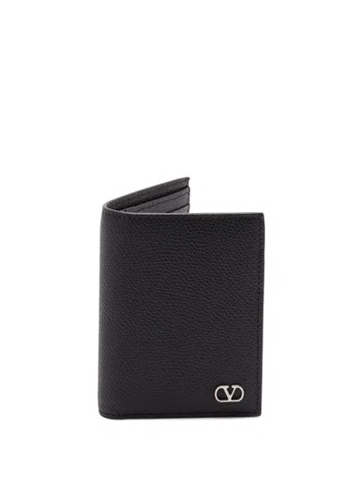 Valentino Garavani `vlogo Signature` Leather Card Holder In Black