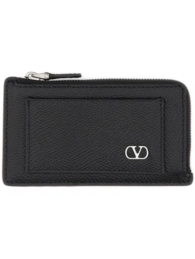Valentino Garavani Vlogo Signature Coin Purse Wallets And Card Holders Black