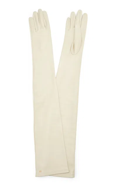Valentino Garavani Long Sleeved Gloves 66cm | Vlogo Signature | Nappa/metal Vlogo In Neutral