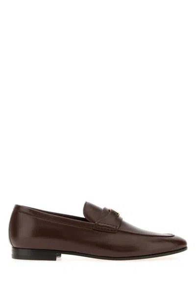 Valentino Garavani Vlogo Signature Leather Loafers In Burgundy