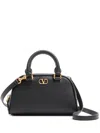 Valentino Mini Grained Leather Vlogo Signature Top-handle Bag In Black