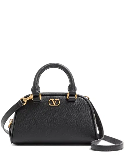 Valentino Garavani Mini Grained Leather Vlogo Signature Top-handle Bag In Black