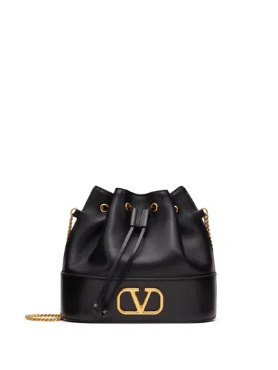 Valentino Garavani Vlogo Signature Leather Mini Bag In Black