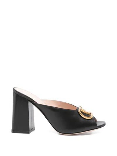 Valentino Garavani Vlogo Signature Leather Mules In Brown