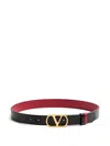 Valentino Vlogo Signature Reversible Shiny Calfskin Belt 30 Mm In Black