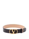 Valentino Garavani Vlogo Signature Leather Reversible Belt In Black
