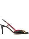 Valentino Garavani Vlogo Signature Leather Slingback Pumps In Black