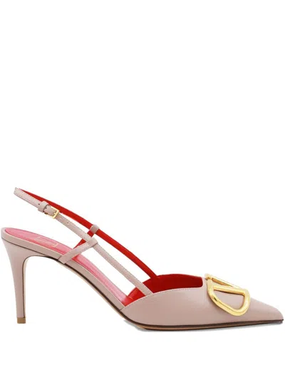Valentino Garavani Vlogo Signature Leather Slingback Pumps In Neutral