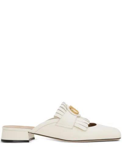 Valentino Garavani Vlogo Signature Leather Slippers In Beige