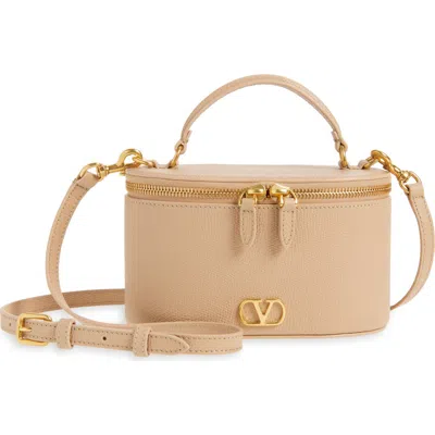 Valentino Garavani Vlogo Signature Leather Vanity Case In Orange