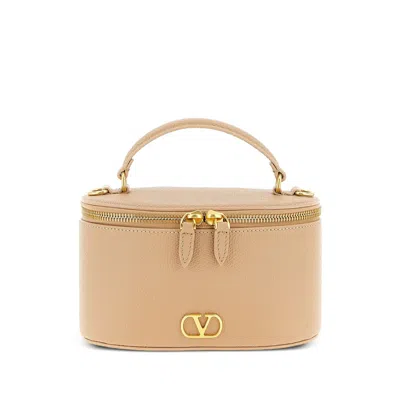 Valentino Garavani Vlogo Signature Leather Vanity Case In Pink
