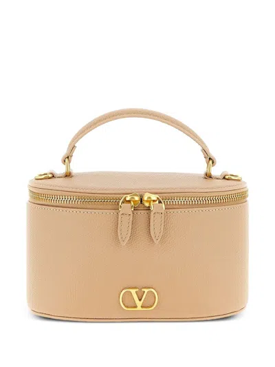 Valentino Garavani Vlogo Signature Leather Vanity Case In Pink