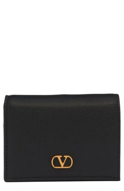 Valentino Garavani Vlogo Signature Leather Wallet In Black