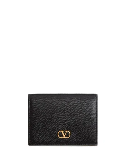 Valentino Garavani Vlogo Signature Leather Wallet In Black