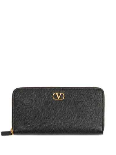 Valentino Garavani Vlogo Signature Leather Wallet In Black