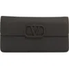 Valentino Garavani Vlogo Signature Leather Wallet On A Chain In Nero