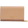 Valentino Garavani Vlogo Signature Leather Wallet On A Chain In Neutral