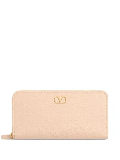 Valentino Garavani Vlogo Signature Leather Wallet In Pink