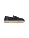 Valentino Garavani Palm Avenue Leather Espadrille Loafers In Black