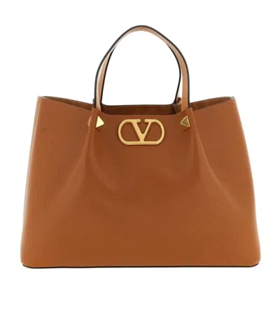 Valentino Garavani Valentino Garavani Rockstud Medium Tote Bag In Brown