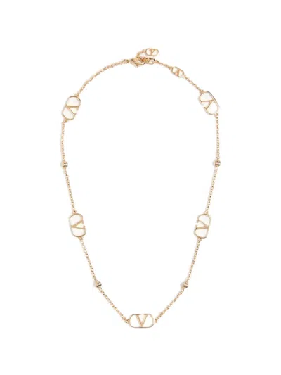 Valentino Garavani Vlogo Signature Metal Necklace In Gold