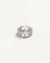 Valentino Garavani Vlogo Signature Metal Ring In Palladium