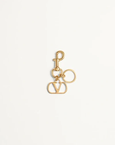 Valentino Garavani Vlogo Signature Metall-taschenanhänger Mit Schlüsselring Frau Antique Brass Uni In Gold