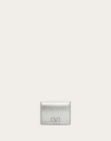 Valentino Garavani Vlogo Signature Metallic Grainy Calfskin Compact Wallet Woman Silver Uni In Silver