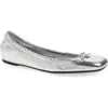 Valentino Garavani Vlogo Signature Metallic Leather Ballet Flat In Silver