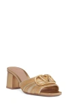 Valentino Garavani Vlogo Signature Metallic Slide Sandal With Cornely Embroidery 60mm Woman Gold 41