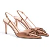 Valentino Garavani Vlogo Signature Slingback Pump In Laminated Nappa Leather 80mm Woman Bronze 42 In Brown