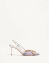 Valentino Garavani Vlogo Signature Metallic Slingback Pumps With Cornely Embroidery 80mm Woman Multi In Silver