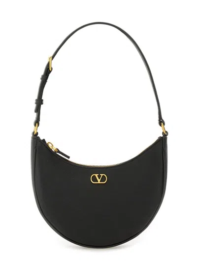 Valentino Garavani Vlogo Signature Leather Shoulder Bag In Black
