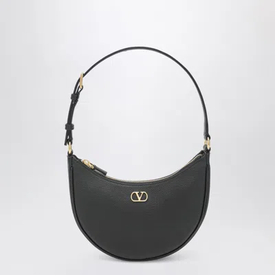 Valentino Garavani Vlogo Signature Mini Hobo Bag In Black Leather