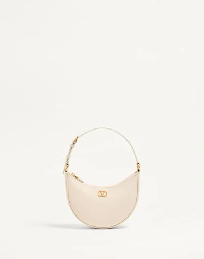 Valentino Garavani Vlogo Signature Mini Hobo Bag In Grainy Calfskin Woman Light Ivory Uni