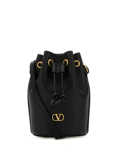 Valentino Garavani Vlogo Signature Mini Leather Bucket Bag In Black