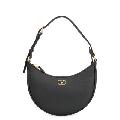 Valentino Garavani Vlogo Signature Mini Leather Hobo Bag In Black
