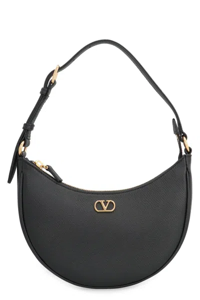 Valentino Garavani Vlogo Signature Mini Leather Hobo Bag In Black