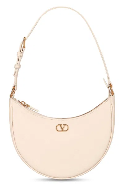 Valentino Garavani Vlogo Signature Mini Leather Hobo Bag In Sand