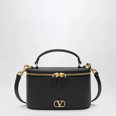 VALENTINO GARAVANI VALENTINO GARAVANI VLOGO SIGNATURE MINI VANITY BAG IN BLACK GRAINED CALFSKIN