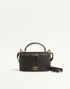 Valentino Garavani Vlogo Signature Mini Vanity Bag In Grainy Calfskin Woman Black Uni In Black