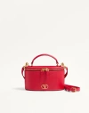 Valentino Garavani Vlogo Signature Mini Vanity Bag In Grainy Calfskin Woman Rouge Pur Uni In Red