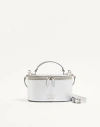 Valentino Garavani Vlogo Signature Mini Vanity Bag In Laminated Grainy Calfskin Woman Silver Uni In Silver